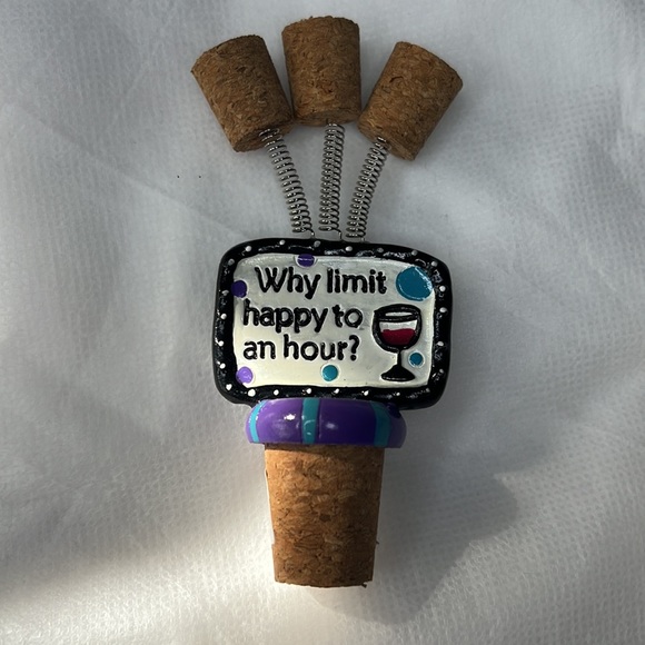 WINE CORK AND COASTERS SET “WHY LIMIT HAPPY TO AN HOUR” - Picture 5 of 6